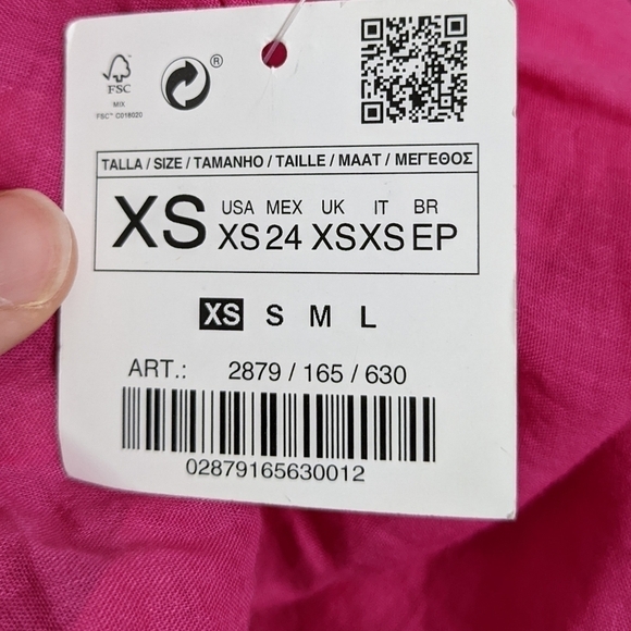 ✨3/$15 NWT Zara pink ruffle sleeve button up blouse XS - Picture 6 of 8